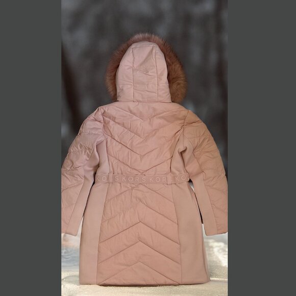 BRAND NEW Michael Kors Blush Belted Puffer Coat Jacket Size M (NWT $300) - Picture 2 of 7